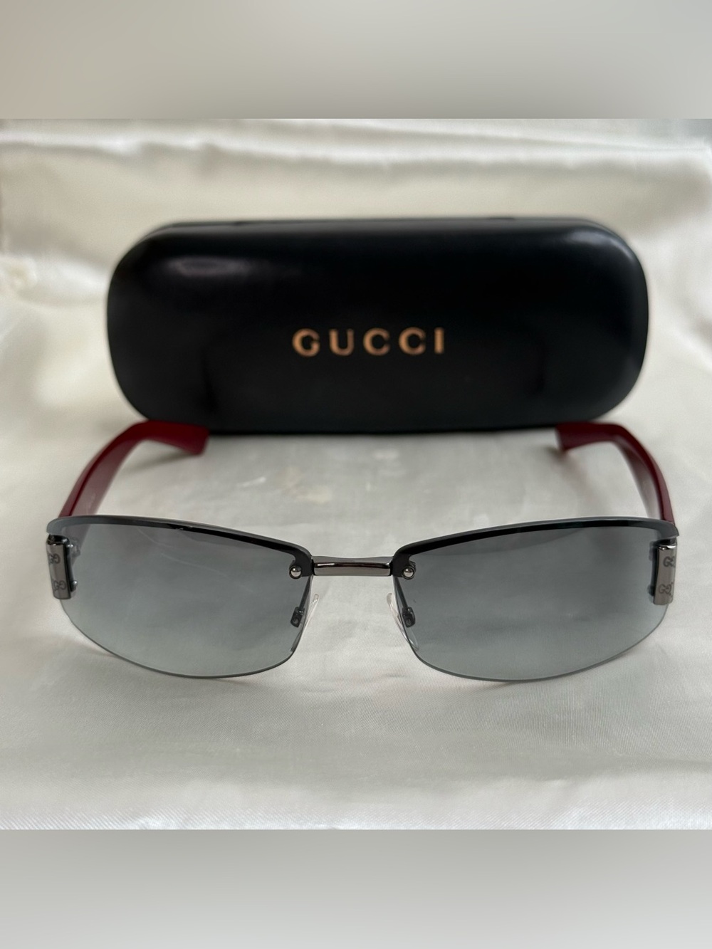 VTG Gucci GG1799/N/S Ruthenium Metal Gray
Gradient Lens Square Rimless Burgundy